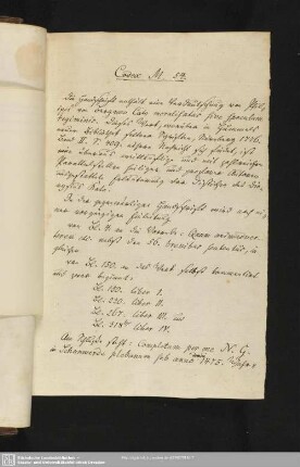 Handschriftenbeschreibung von einer Hand des 19. Jh.s