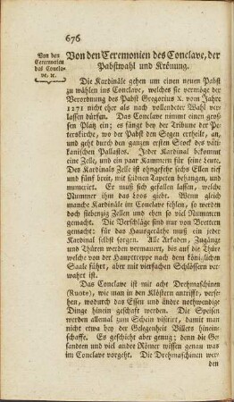 Von den Ceremonien des Conclave, der Pabstwahl und Krönung
