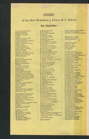 Catálogo de las obras dramáticas y líricas de la Galería