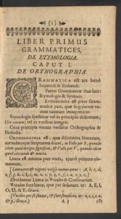 Liber Primus Grammatices, De Etymologia