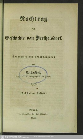 Nachtrag zu Geschichte von Berthelsdorf