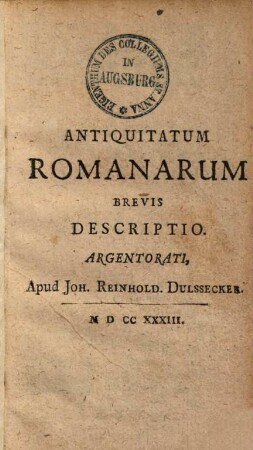 Antiquitatum Romanarum Brevis Descriptio