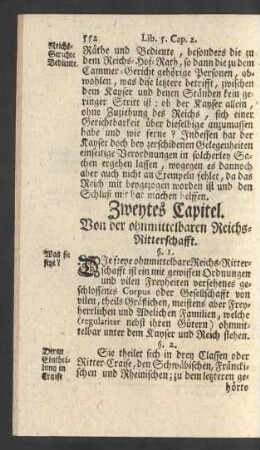 Zweytes Capitel. Von der ohnmittelbaren Reichs-Ritterschaft