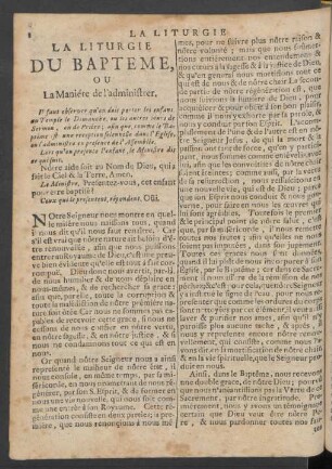 La Liturgie Du Bapteme, Ou La Maniére de l'administrer