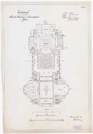 Fürstliches Hoftheater mit Konzertsaal, Gera: Grundriss Parkett 1:200