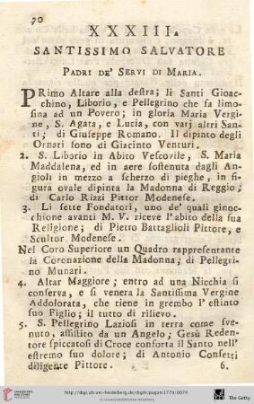 Num. XXXIII.: Santissimo Salvatore