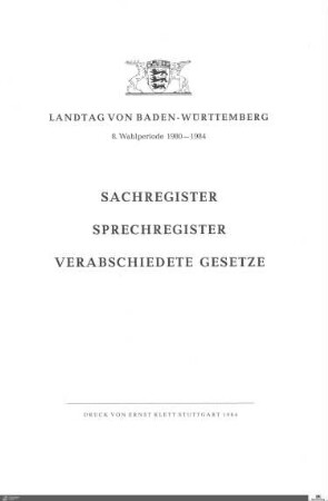 10: Landtag Baden-Württemberg, Register, 1980-1984