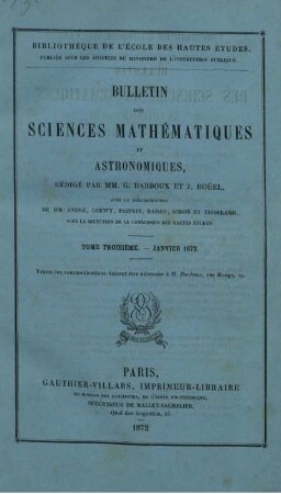 Tome Troisième - Janvier 1872