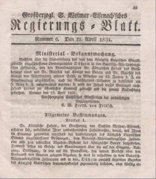 Nr. 6 : 22. April 1831