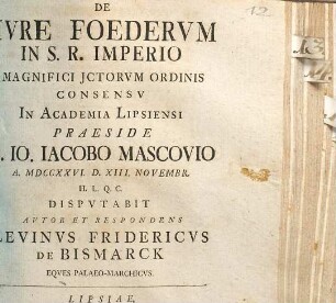 De Ivre Foedervm In S. R. Imperio