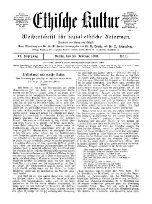 Ethische Kultur - 6.1898 : Klassenkampf und ethische Kultur ; eine Betrachtung zur Niederlage der englischen Maschienenbauer ; (Schluß)