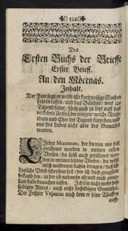 Des Ersten Buchs der Brieffe