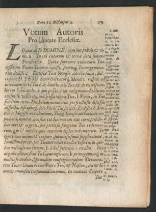 Votum Autoris Pro Unitate Ecclesiae.