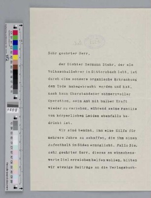 Spendenaufruf für Hermann Stehr
