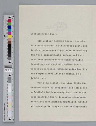 Spendenaufruf für Hermann Stehr