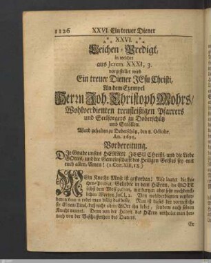 XXVI. Leichen-Predigt: Ein treuer Diener Jesu Christi