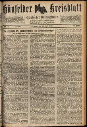 Zweite Ausgabe vom Samstag, den 13. April 1929.