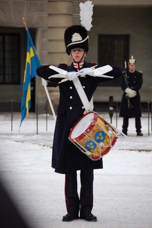 Trommler der Svea Livgarde, Wachablösung vor dem Königlichen Schloss