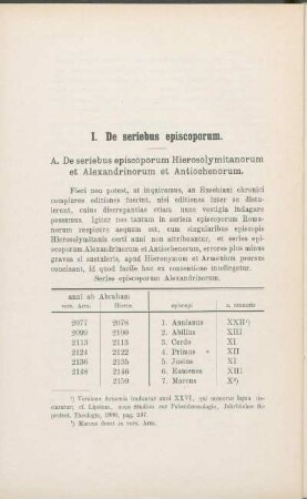 I. De seriebus episcoporum.