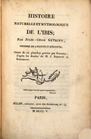 Histoire naturelle et mythologique de l'Ibis