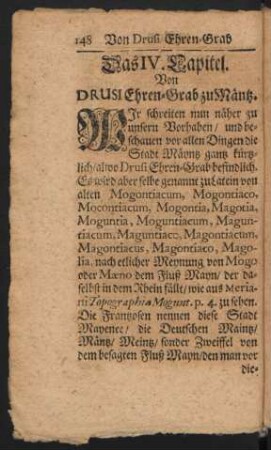 Das IV. Capitel. Von Drusi Ehren-Grab zu Mäntz.