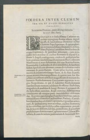 Foedera Inter Clementem VII. Et Duces Exercitus Caesarei.