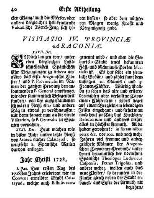Visitatio IV. Provinciæ Aragoniæ