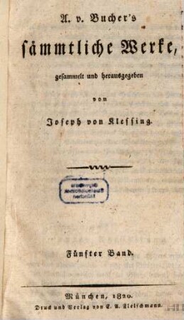 A. v. Bucher's sämmtliche Werke, 5. Pangraz : Geschichte eines Bürgersohnes
