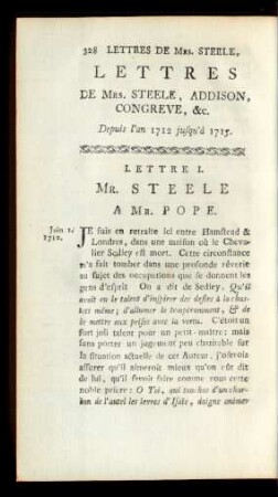Lettres De Mrs. Steele, Addison, Congreve, &c.
