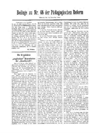 Die Grundsätze der "englischen" Kommission der "Gesellschaft" : Beilage zu Nr. 46 der Pädagogischen Reform