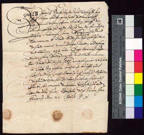 Heinrich Berka von Duba und Leipa auf Falkenburg bestätigt Bürgermeister und Rat von Bautzen für die Erben seines verstorbenen Bruders Zdislav Berka von Duba den Empfang der königlichen Rente i.H.v. 22 1/2 Talern.