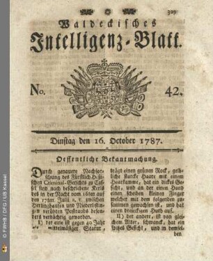 No. 42. Dinstag den 16. October 1787