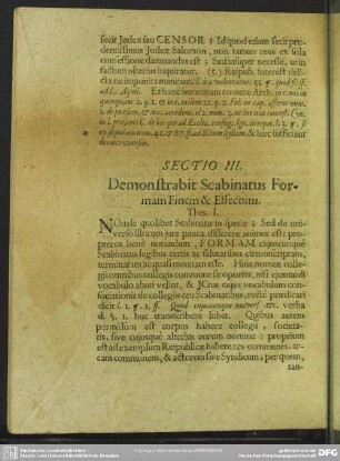 Sectio III. Demonstrabit Scabinatus Formam Finem & Effectum