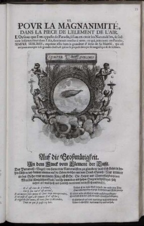 VI. Povr la magnanimité, dans la piece de l'element du l'air = Auf die Großmütigkeit. In dem Stuck vom Element der Lufft