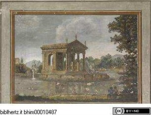 Teich mit antikischem Tempel