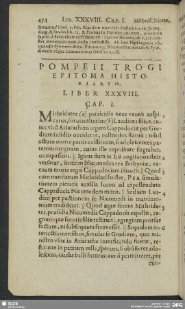Pompeii Trogi Epitoma Historiarum, Liber XXXVIII.