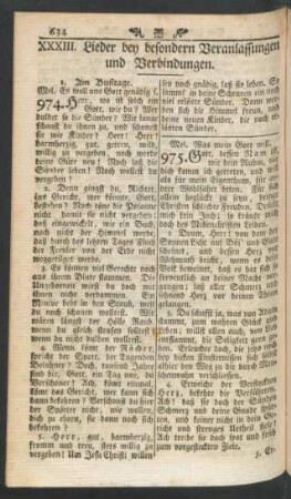 XXXIII. Lieder bey besondern Veranlassungen und Verbindungen