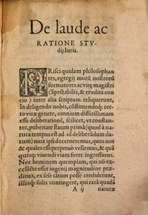 De laude ac ratione studii Iuris