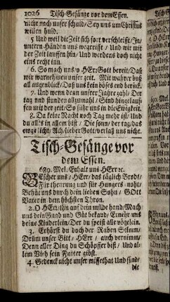 Tisch-Gesänge vor dem Essen.
