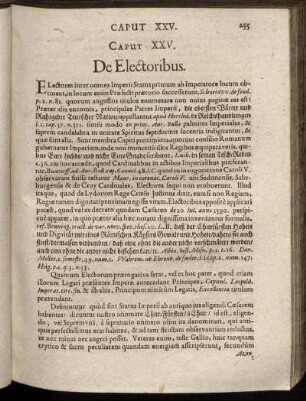 Caput XXV. [ - ] Caput XXVIII.; De Electoribus; De Electoribus Ecclesiasticis; De Electorib.secularibus in genere; ... in specie.