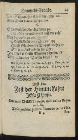 Auff das Fest der Himmelfahrt Jesu Christi.