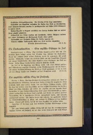 Die Dardanellenaktion. - Eine englische Schlappe im Irak.