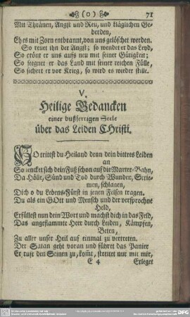V. Heilige Gedancken einer bußfertigen Seele über das Leiden CHristi