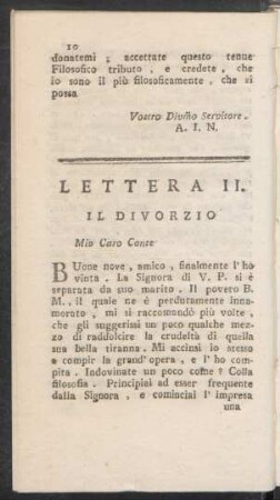 Lettera II. Il Divorzio