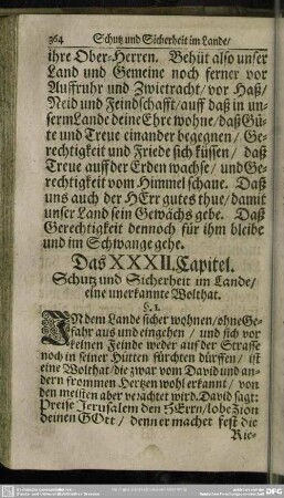 Das XXXII. Capitel. Schutz und Sicherheit im Lande, eine unerkannte Wolthat