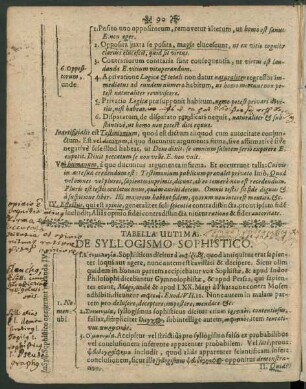 Tabella Ultima. De Syllogismo Sophistico.