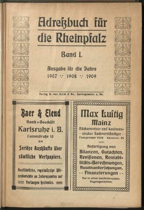 Adressbuch für die Rheinpfalz