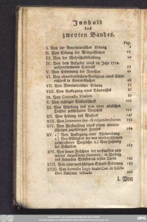 Innhalt des zweyten Bandes.