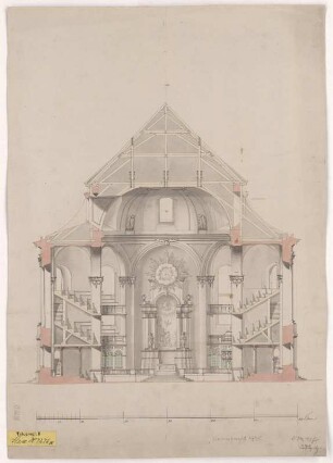 Zittau, Johanniskirche, Entwurf, Querschnitt