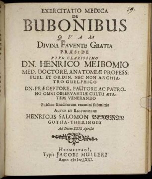 Exercitatio Medica De Bubonibus